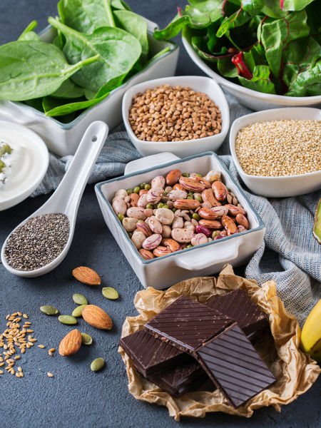 Magnesium is a beautiful mineral that we can get in our diet via dark, leafy greens as well as the rich, earthy family of nuts, seeds, grains, and legumes.