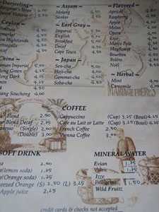 Thé Adoré Menu