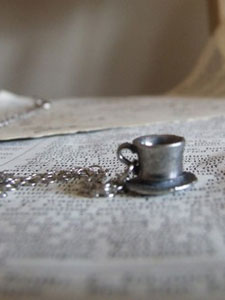 Pewter Tea Charm Necklace from Etsy