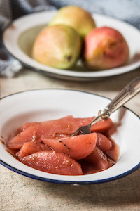 Enjoy making tea-poached fruit.