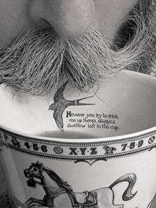 Men Embrace Tea for Health and for Pleasure You've Got a Bird in your Mustache, Sir.