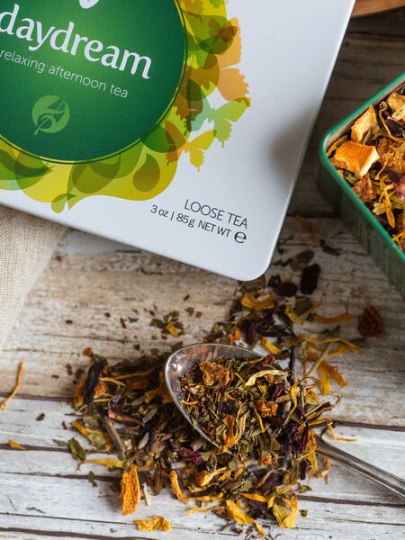 Caffeine-Free Energizing Tea This one is such a star for its calming-but-uplifting ingredients, featuring many of the qualities I told you to look for in the blends above. It’s also great alongside the above two because it gives you the option of a middle ground: not too sweet, not too tart, but— my dear Goldilocks— just right.