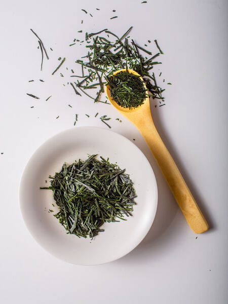 Gyokuro, the Jewel of Japanese Green Tea Gyokuro plants are shaded from the sun for several weeks. This slows the growth allowing tea leaves more time to develop depth and flavor. The sun-deprived leaves are higher in chlorophyll, which explains their vivid green color. They're also higher in amino acids, most notably L-theanine, which accounts for the perfectly smooth, rich and soft flavor.